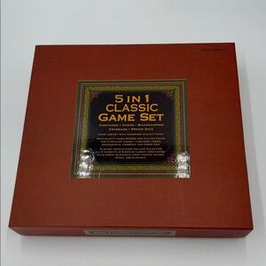 5 in 1 Classic Game Set - WOODEN - Chess, Checkers, Cribbage, Backgammon, Poker